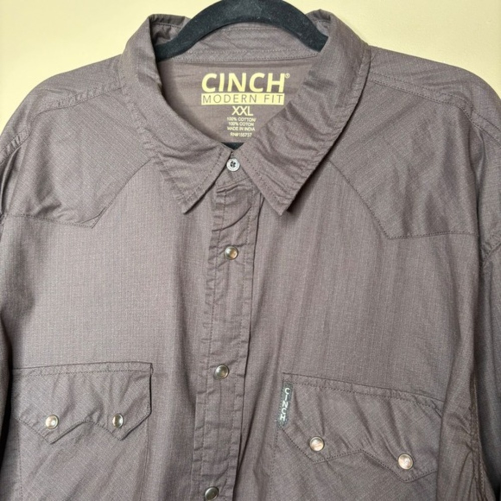 Cinch Men's Modern Fit Western Brown Pearl Snap Button Cowboy Rodeo Shirt Sz XXL